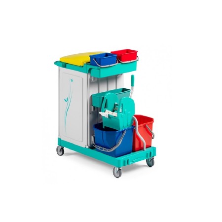 Carucioare curatenie - Carucior curatenie cu 4 galeti si compartiment de depozitare accesorii Magic 490P