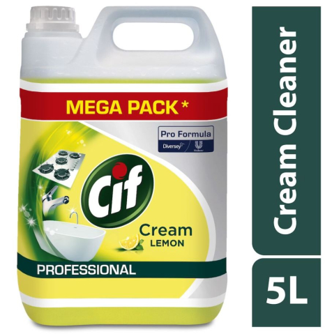 Marci comerciale - Cif Professional Cremă De Curățat Non-Abrazivă Lemon - Cremă De Curățat cu microparticule naturale 5L
