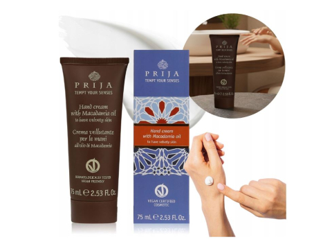 Crema de Maini cu Ulei de Macadamia, 75ml, Formula Vegana, Absorbtie Rapida, Fara Parabeni, Prija [1]