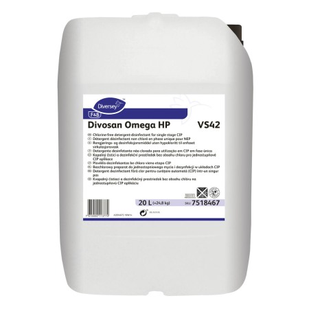 Detergenti profesionali - Diversey, Detergent dezinfectant non-clorurat monofazat pentru CIP in industria alimentara Divosan Omega HP, 20L