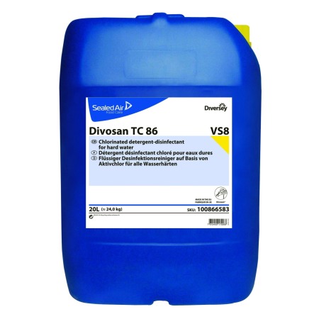 Detergenti profesionali - Diversey, Detergent dezinfectant spumant clorurat pentru apa tare DI Divosan TC 86, 20L