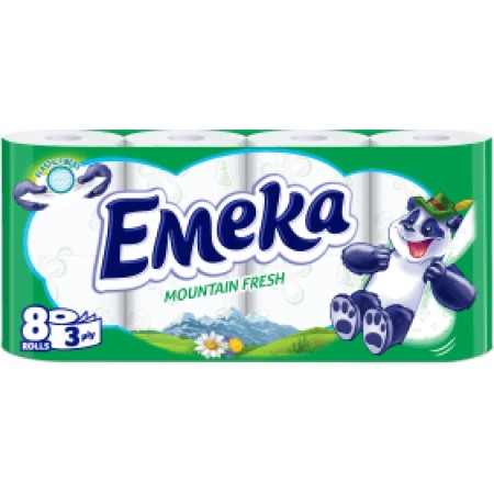 Consumabile hartie - Hartie Igienica Emeka Mountain Fresh, 3 Straturi, 8 role