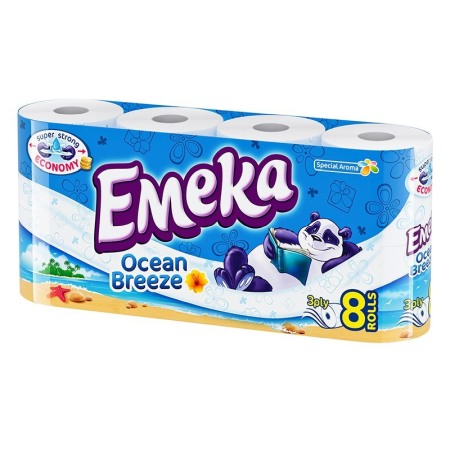 Consumabile hartie - Hartie Igienica Emeka Ocean Breeze, 3 Straturi, 8 role