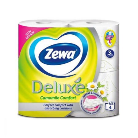Consumabile hartie - Hartie igienica Zewa Deluxe Camomile Comfort, 3 straturi, 4 role