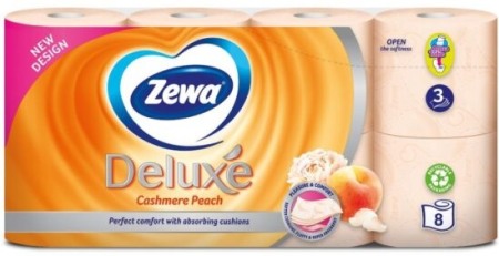 Consumabile hartie - Hartie igienica Zewa Deluxe Cashmere Peach, 3 straturi, 8 role
