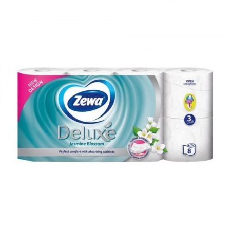 Consumabile hartie - Hartie igienica Zewa Deluxe Jasmine blossom, 3 straturi, 8 role
