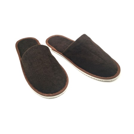 Papuci inchisi in fata din frotir, 8 mm, maro [0]