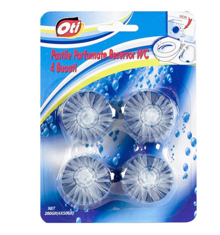 Odorizante profesionale - Pastile parfumate OTI pentru rezervor WC, 4 buc./set, 50 grame