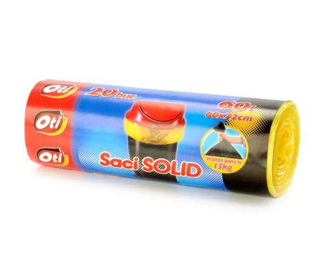 Saci menajeri - Saci menajeri SOLID, 60L, galben, 20 buc./rola