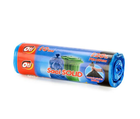 Saci menajeri - Saci menajeri SOLID, 120L, albastru, 10 buc./rola