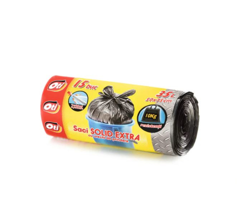 Saci menajeri - Saci menajeri SOLID EXTRA, 35L, cu urechi de prindere, 15 buc./rola