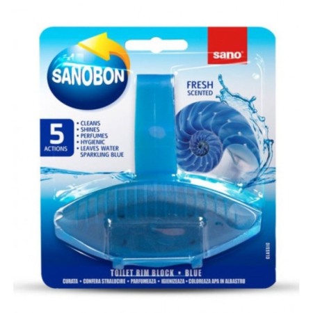Odorizante profesionale - Sano Bon Blue Fresh Scent  Odorizant WC cu suport solid 55gr 5 in 1
