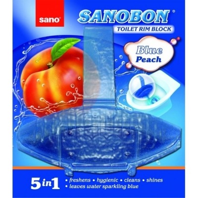 Odorizante profesionale - Sano Bon Blue Peach Odorizant solid cu suport pentru toaleta, 55g,  5 in1