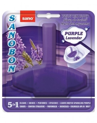 Odorizante profesionale - Sano Bon Lavender Odorizant solid cu suport pentru toaleta, 55g,  5 in 1