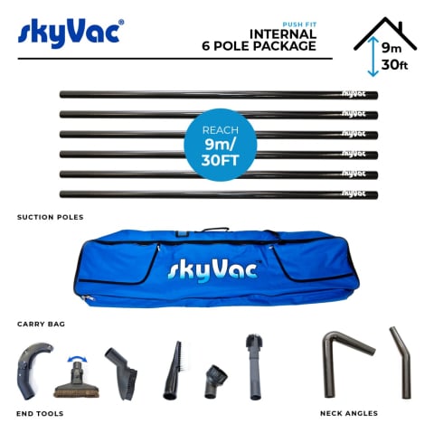 Set poli telescopici din carbon pentru aspirare la inaltime – 9 m