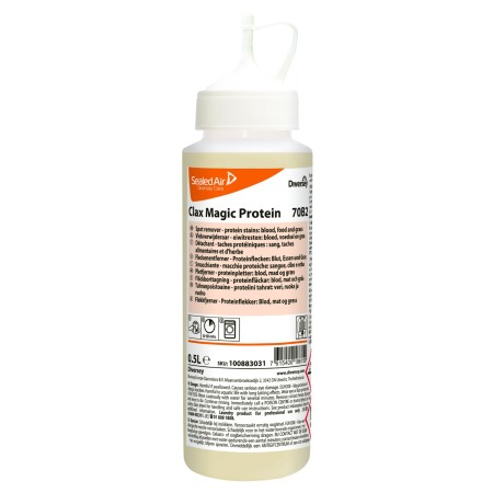 Solutie pentru indepartarea petelor pe baza de enzime Clax Magic Protein 500 ml