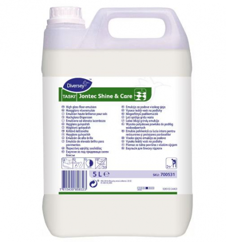 Detergenti pardoseli - Taski, Emulsie polimerică cu luciu intens pentru restaurarea și protejarea pardoselilor Jontec Shine & Care, 5L