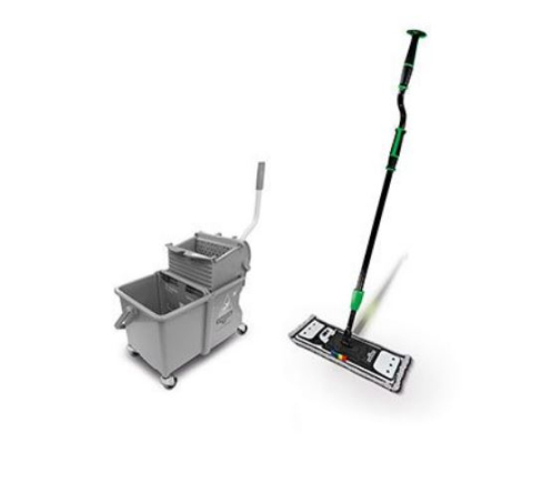 Unger, Mop ergonomic si galeata cu storcator pentru curatare pardoseli Ergo Clean