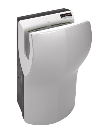 Uscatoare de maini - Uscator de maini DUALFLOW PLUS cu filtru Hepa, antibacterian, complet automat, vertical, gri