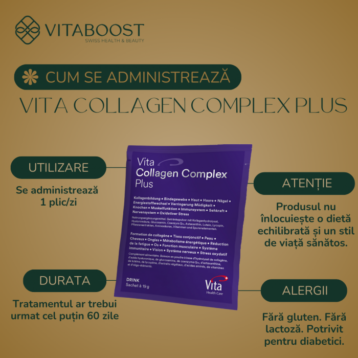 Vita Collagen Complex PLUS - Hidrolizat de Colagen pentru Piele, Păr, Unghii, Articulații, Oase [5]