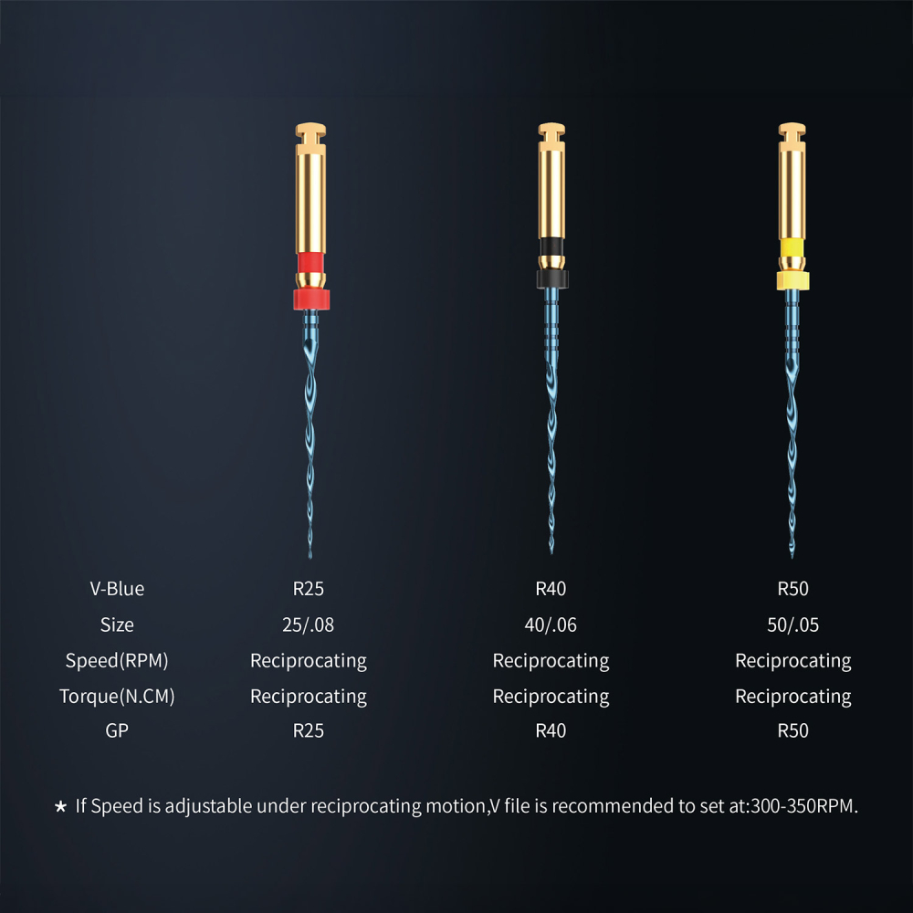 V-File Blue NiTi 25 mm ace pentru tratamentul canalului radicular cu miscare alternativa/Reciproc cutie x 6 ace [2]
