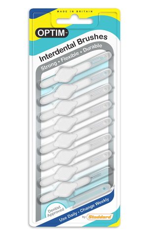 Igiena orala - Periute interdentare OPTIM 0.35 mm albe, blister x 8 buc.