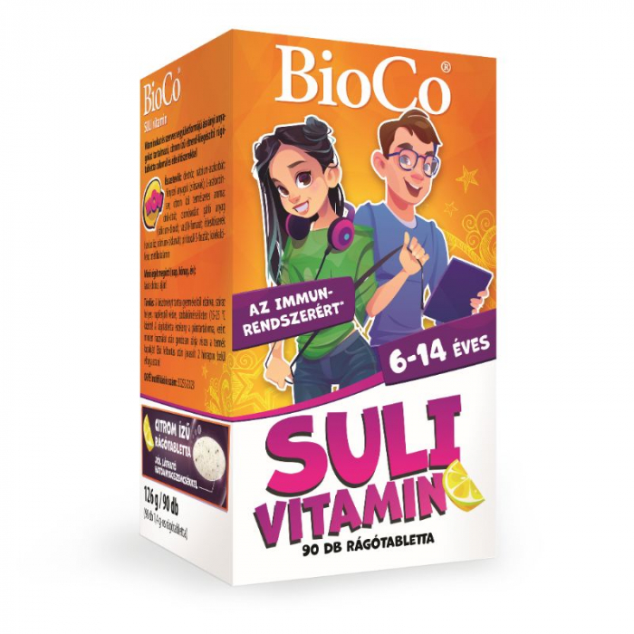 BioCo Vitamină pentru școlari cu arome naturale Vitamină pentru școlari cu arome naturale, 90 buc. [1]