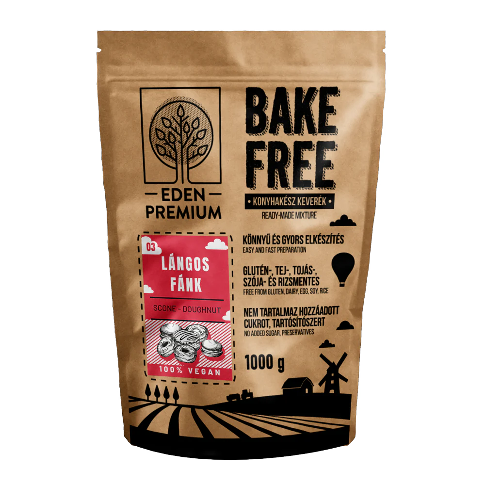 Vegan - Mix Faina Fara Gluten Pentru Langos Si Gogosi 1kg Bake Free Eden Premium
