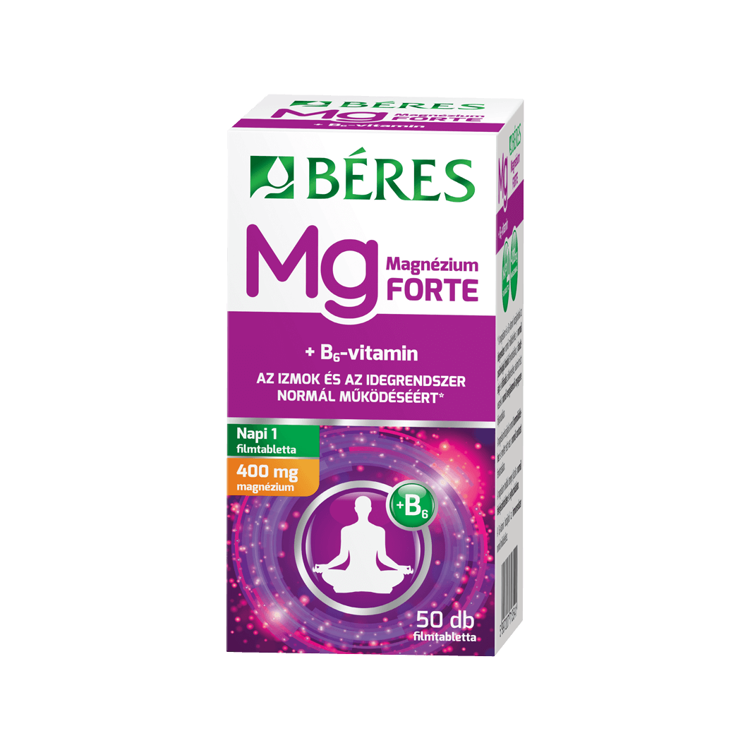 Produse - Béres Magneziu 400mg + B6 Forte – 50 comprimate filmate | Susținere pentru sistemul nervos și reducerea oboselii