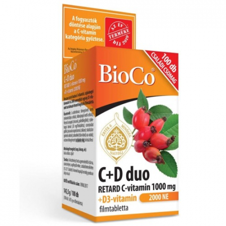 Produse - BioCo C + D DUO Vitamina C Retard + Vitamina D3, 1000 mg cu 2000 UI x 100 buc