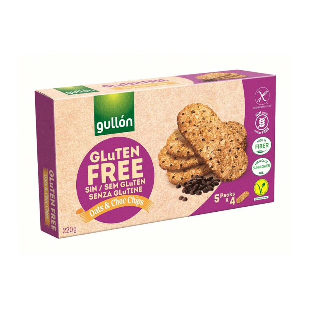 Produse - Biscuiti Fara Gluten Din Ovaz Cu Bucati De Ciocolata 220gr Gullon