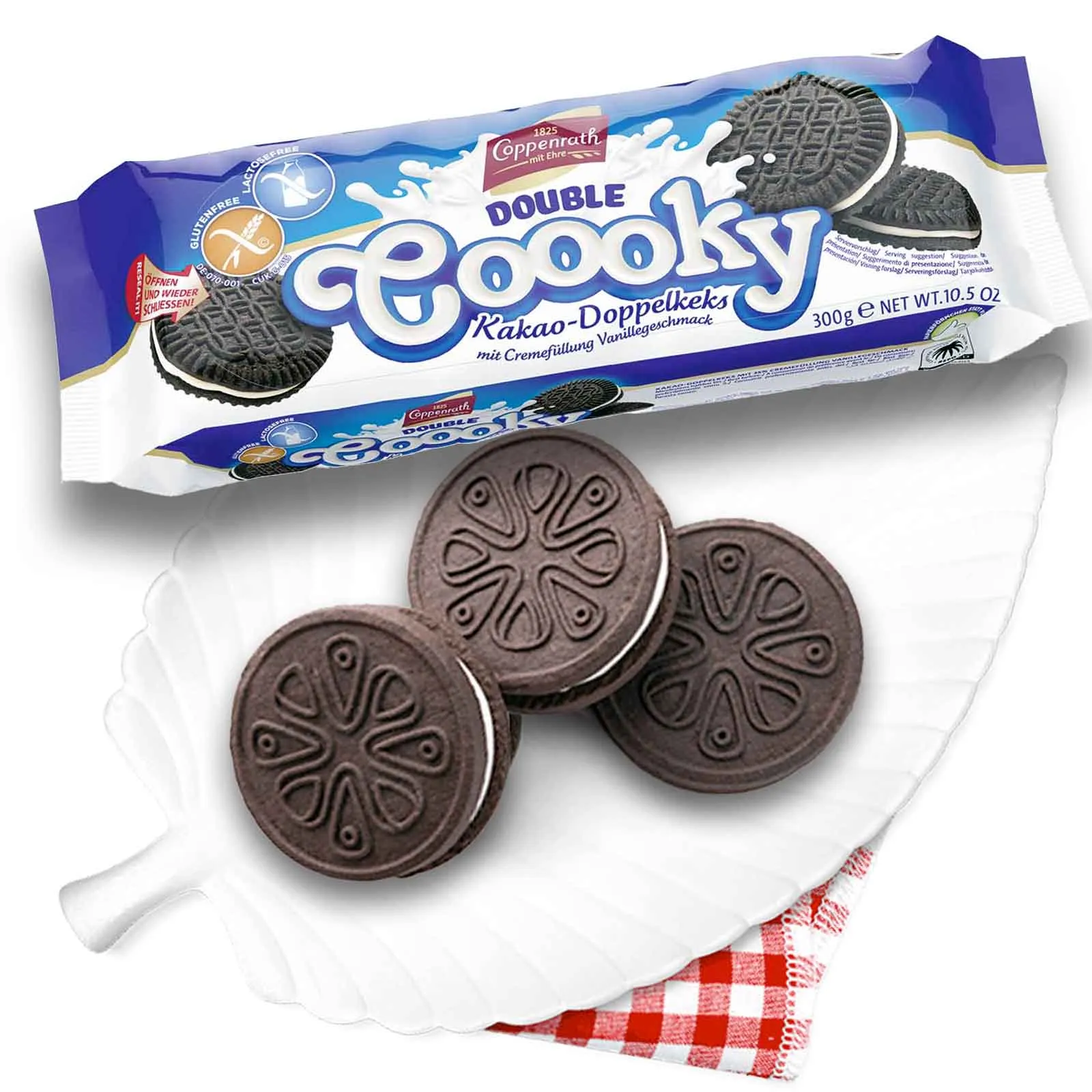 Produse - Biscuiti vegani fara gluten si fara lactoza cu cacao si crema de vanilie Coppenrath 300g