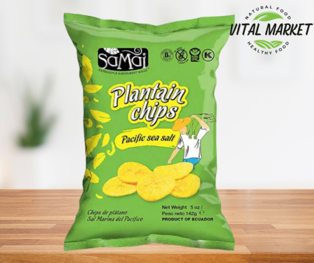 Produse - Chipsuri din banane cu sare de mare Plantain Chips, 142 g, SaMai