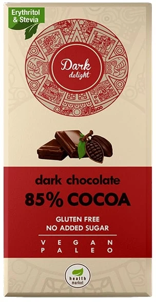 Produse - Ciocolata neagra fara zahar 85% cacao 80g Health Market