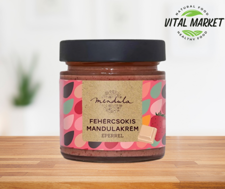 Vegan - Cremă de migdale cu ciocolată albă și căpșuni – 180g