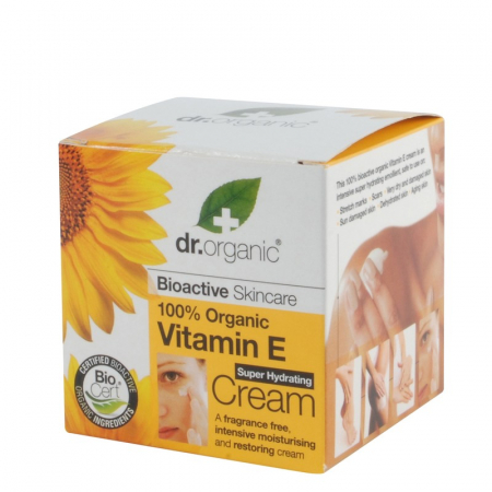 Îngrigire piele - Dr. Organic cremă cu vitamina E, 50 ml
