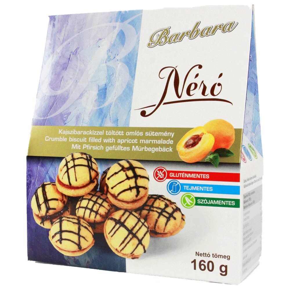 Produse - Fursecuri fara gluten cu gem de caise Nero 160gr Barbara