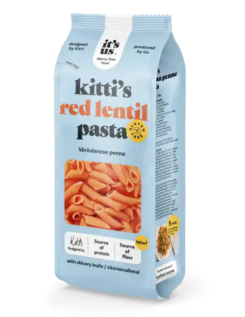 Paste fara gluten - Kitti’s Penne din linte roșie – fără gluten, 200g