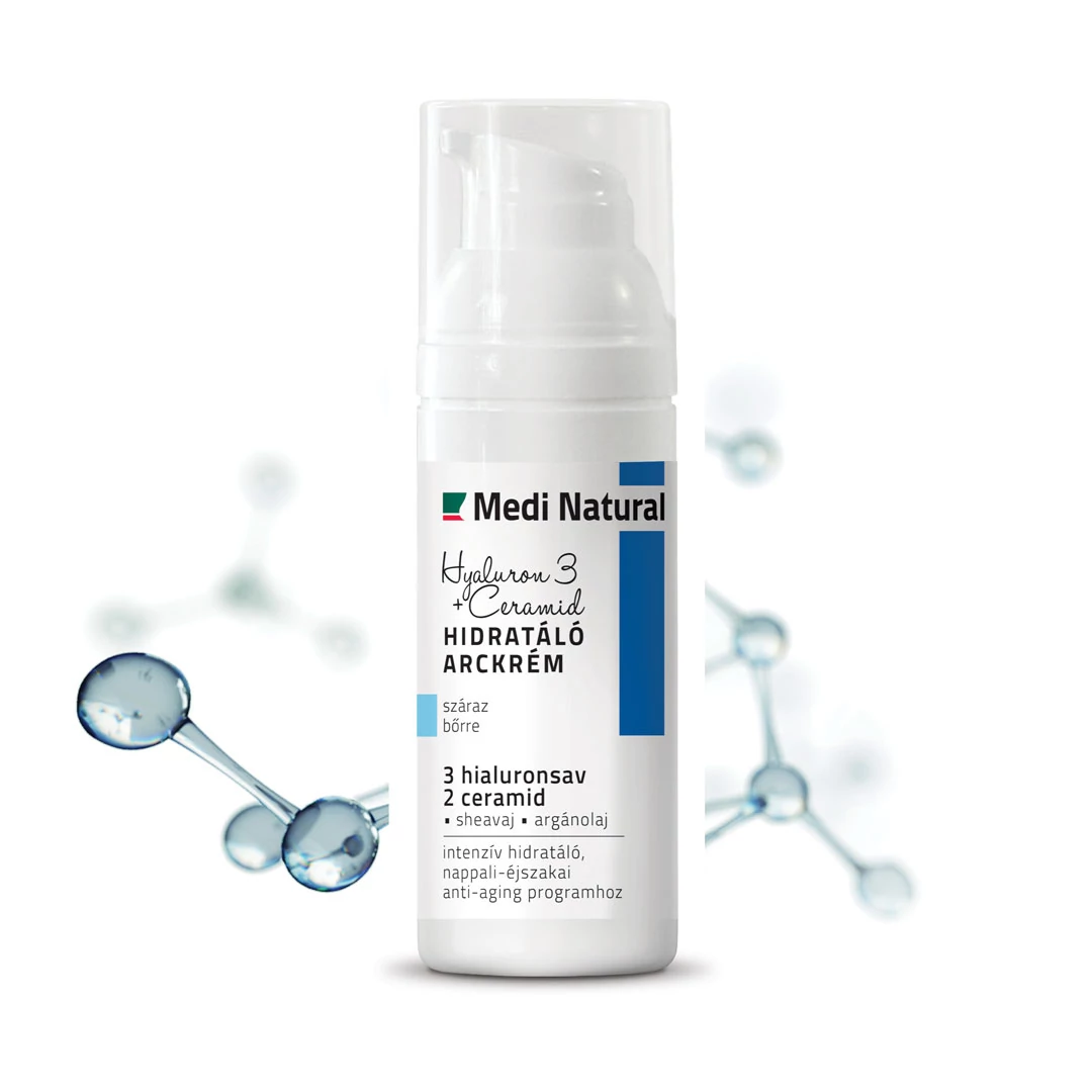 Îngrigire piele - MediNatural Cremă hidratantă cu acid hialuronic 3+ și ceramide  50 ml