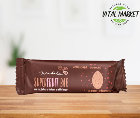Vegan - Mendula bar superfruits cu cacao și vișine – fără zahăr adăugat – 40g