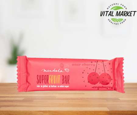 Dulciuri - Mendula bar superfruits cu merisor și vișine – fără zahăr adăugat – 40g