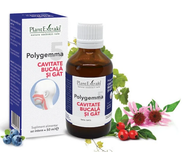 Remedii florale (Bach) - Polygemma 5, Cavitate bucala si Gat, 50 ml, Plant Extrakt