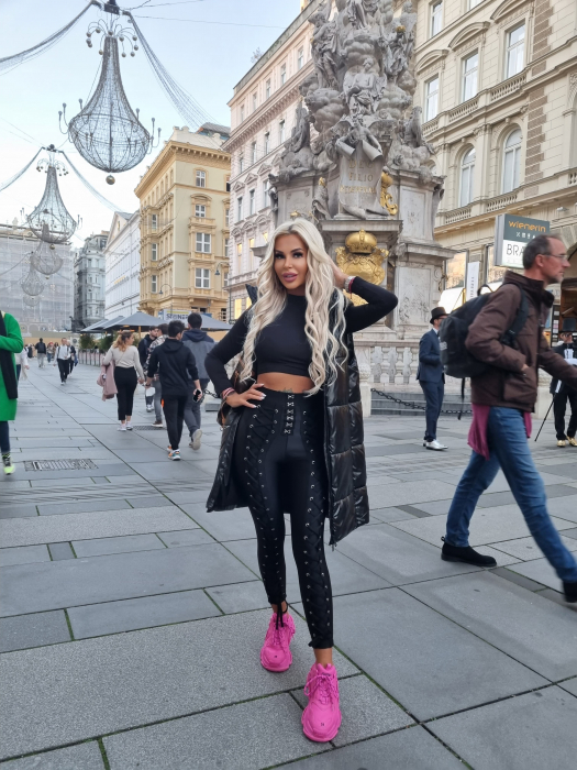 Colanti Luciosi Negri Dama cu Talie Inalta Bandage Black din Lycra cu Siret Anticelulitici Elastici Compresivi Modelatori Efect Push Up | VITRENDX [6]
