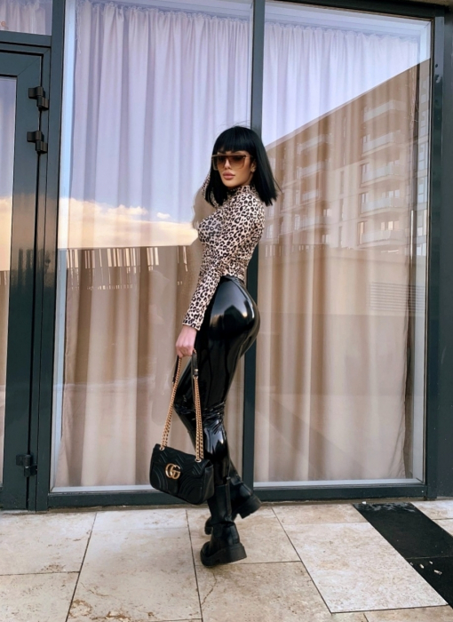 Colanti Negri Dama din Latex cu Talie Inalta Zipper Glossy Black Luxury Eleganti Efect Push Up Compresivi Anticelulitici Modelatori | VITRENDX [25]