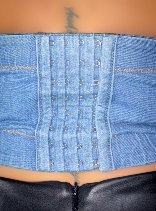 Corset Albastru cu Diamante de Dama Top Scurt Diamond Dream Denim Efect Push Up | VITRENDX [4]
