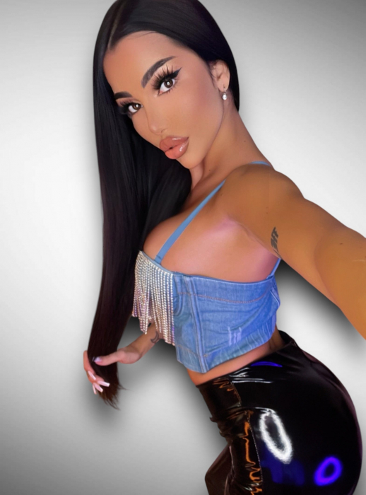 Corset Albastru cu Diamante de Dama Top Scurt Diamond Dream Denim Efect Push Up | VITRENDX [6]