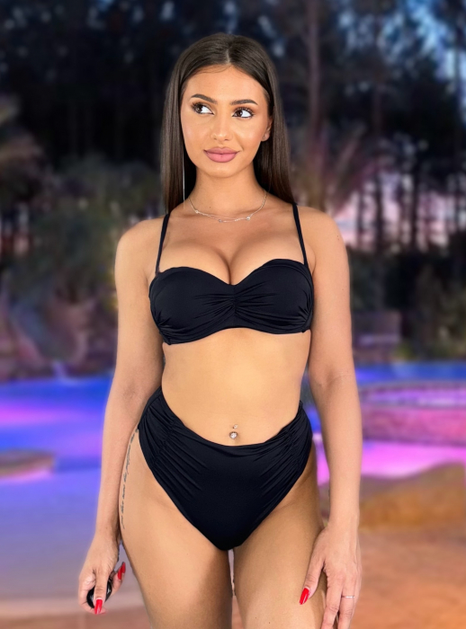 Costum de Baie Negru Pentru Femei din 2 Piese Chill Black Modelator Efect Push Up | VITRENDX [3]