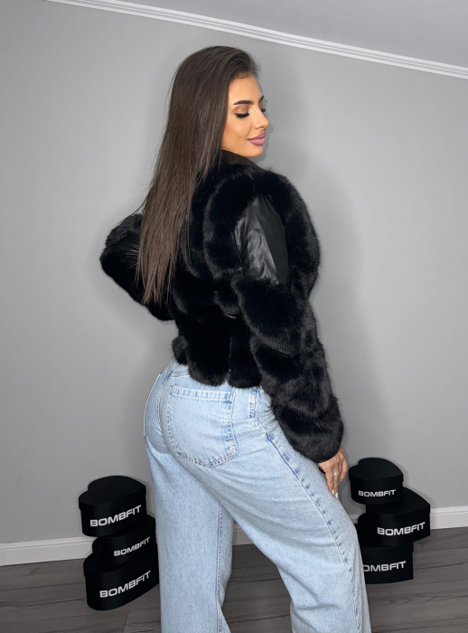 Geaca Neagra Dama de Blana Black Queen Groasa din Piele Calduroasa | VITRENDX [3]