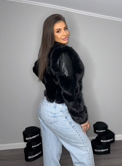 Geaca Neagra Dama de Blana Black Queen Groasa din Piele Calduroasa | VITRENDX [2]
