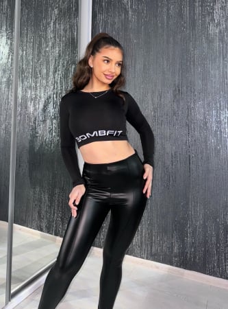 Colanti Negri Dama din Piele Eco cu Talie Inalta Black Leather Luxury Eleganti Efect Push Up Compresivi Anticelulitici Modelatori | VITRENDX